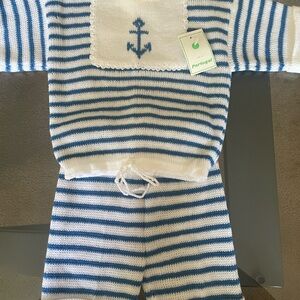 Vintage Two Piece 18 month Blue and White Baby Sailor Set